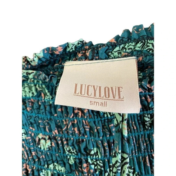 Lucy Love Women's Green Floral Print strapless Jumpsuit Size Small - Picture 4 of 6